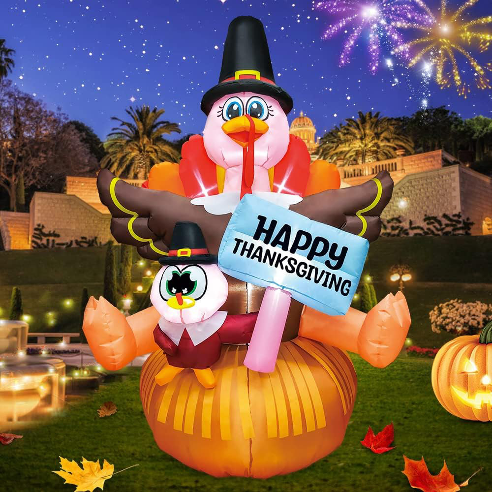 6ft Height Happy Thanksgiving Inflatable LED Lighted Turkey Family selling